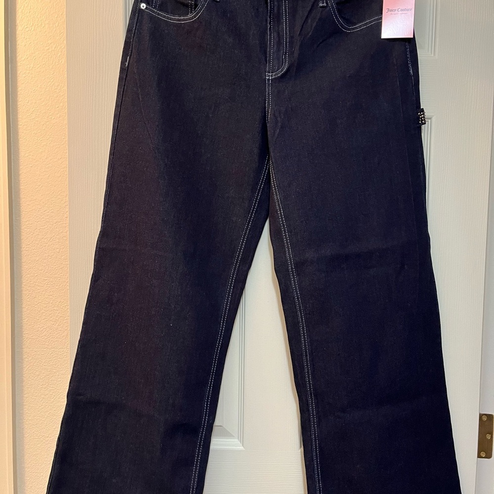 NWT Juicy Couture Jeans ABBOT wide leg jewels Bedazzled. Size 13/31.